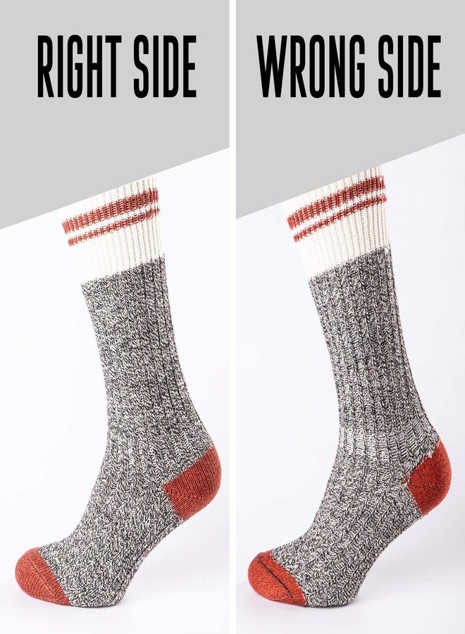 CheshKit Women's Cozy Cabin Warm Wool Vintage Soft Thermal Slipper Crew Socks (2 Pairs Pack, Grey/Red) - Image 3
